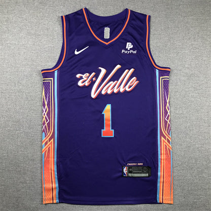 Devin Booker #1 Phoenix Suns Purple City Edition Swingman Embroidered Jersey