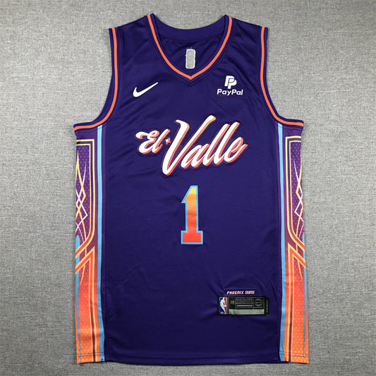 Devin Booker #1 Phoenix Suns Purple City Edition Swingman Embroidered Jersey