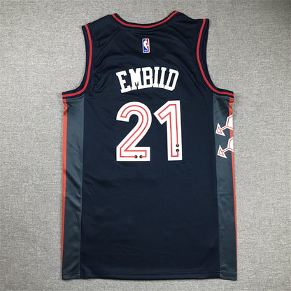 Joel Hans Embiid #21 Philadelphia 76ers 2024 Navy Blue City Edition Swingman Embroidered Jersey
