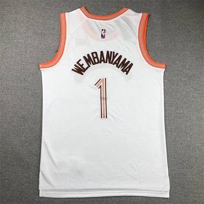 Victor Wembanyama #1 San Antonio Spurs White City Edition Swingman Embroidered Jersey