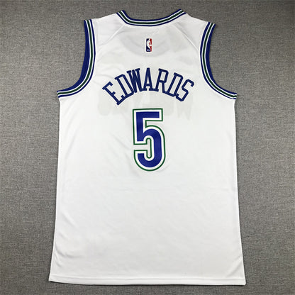 Anthony Edwards #5 Minnesota Timberwolves White City Edition Swingman Embroidered Jersey