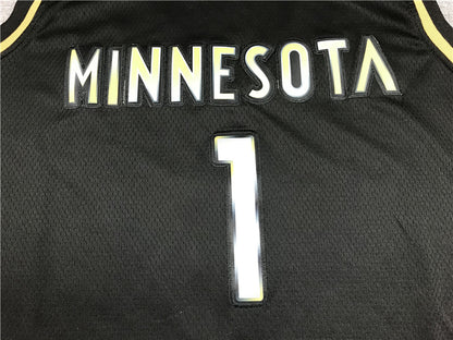 Anthony Edwards #1 Minnesota Timberwolves Black & Gold City Edition Swingman Embroidered Jersey