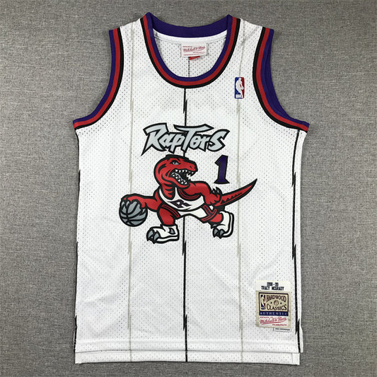 Youth Tracy McGrady Toronto Raptors #1 White 1998-99 Throwback Embroidered Jersey