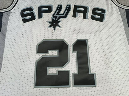 Tim Duncan #21 San Antonio Spurs White 1998-99 Throwback Embroidered Jersey