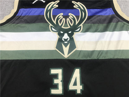 Giannis Antetokounmpo# 34 Milwaukee Bucks Black City Edition Swingman Embroidered Jersey