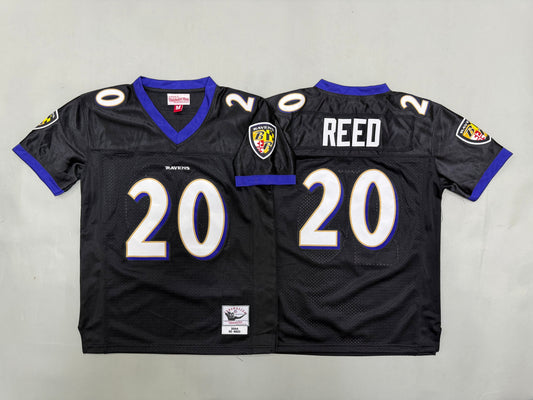 Youth Ed Reed Baltimore Ravens #20 Black Retro Embroidered Jersey