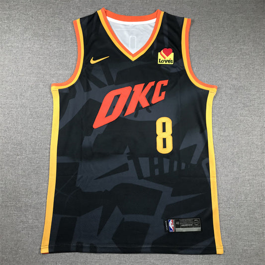 Jalen Williams#8 Oklahoma City Thunder 2024 Black City Edition Swingman Embroidered Jersey
