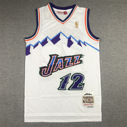 Utah Jazz John Stockton #12 Throwback 1996-97 White Embroidered Jersey