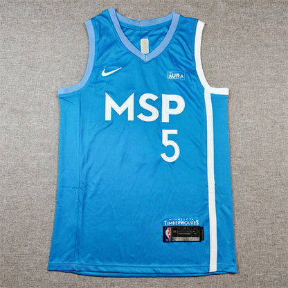 Anthony Edwards #5 Minnesota Timberwolves Light Blue City Edition Swingman Embroidered Jersey