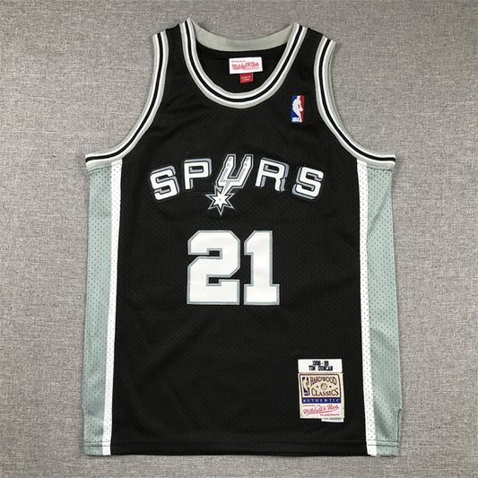 Youth Tim Duncan San Antonio Spurs #21 Black 1998-99 Throwback Embroidered Jersey