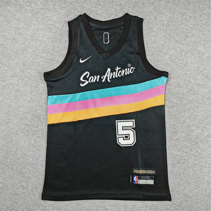 Youth Stephon Castle San Antonio Spurs #5 Black City Edition Swingman Embroidered Jersey