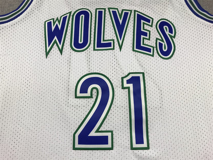 Kevin Garnett #21 Minnesota Timberwolves  1995-96 Throwback Embroidered Jersey