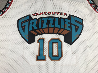 Mike Bibby# 10 Memphis Grizzlies 1998-99 White Throwback Embroidered Jersey