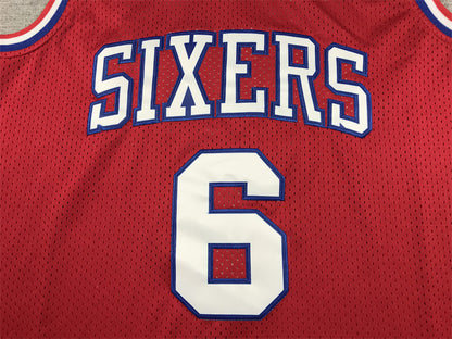 Julius Erving #6 Philadelphia 76ers 1982-83 Retro Red Throwback Embroidered Jersey