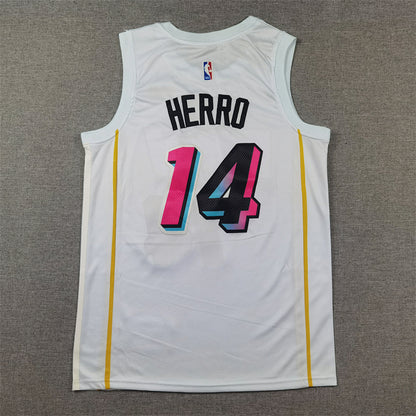 Tyler Herro# 14 Miami Heat 2023 White City Edition Swingman Embroidered Jersey