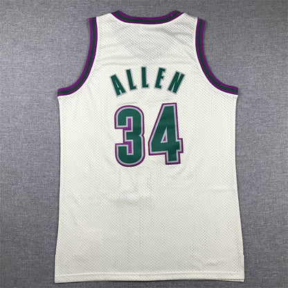 Ray Allen# 34 Milwaukee Bucks Retro Throwback Embroidered Jersey
