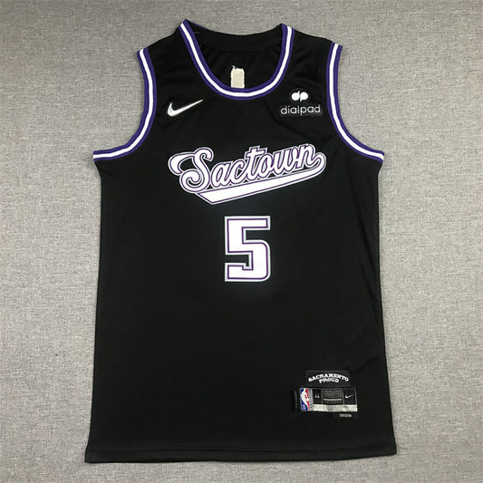 De’Aaron Fox #5 Sacramento Kings Black City Edition Swingman Embroidered Jersey