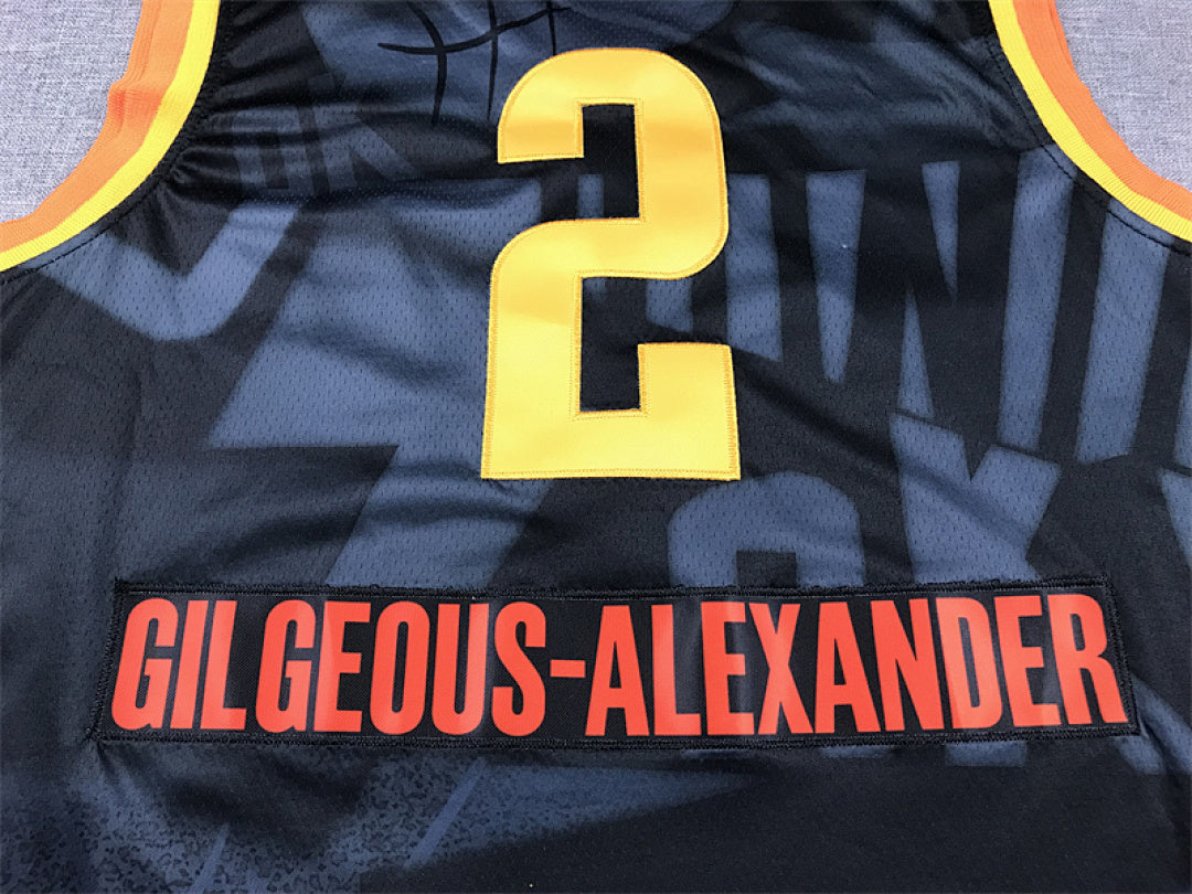 Shai Gilgeous-Alexander#2 Oklahoma City Thunder 2024 Black City Edition Swingman Embroidered Jersey