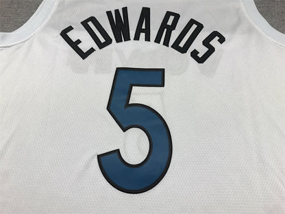 Anthony Edwards #5 Minnesota Timberwolves White City Edition Swingman Embroidered Jersey