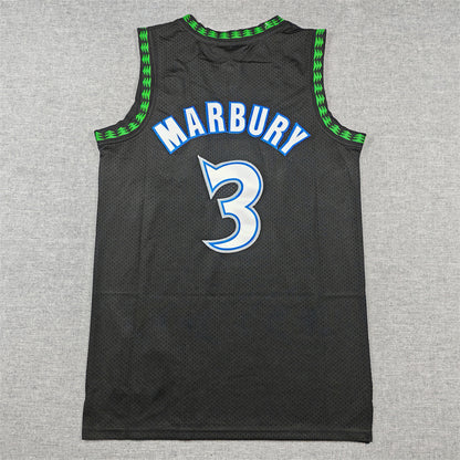 Stephon Marbury #3 Minnesota Timberwolves 1997-98 Black Throwback Embroidered Jersey
