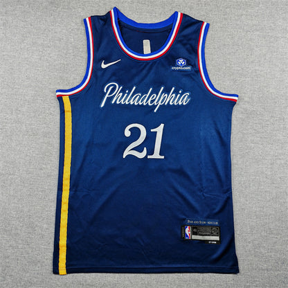 Joel Hans Embiid #21 Philadelphia 76ers Navy Blue  City Edition Swingman Embroidered Jersey