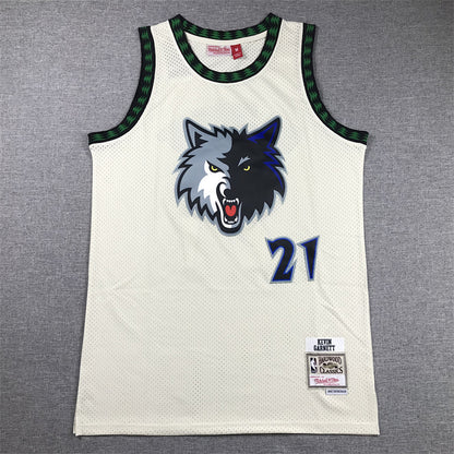 Kevin Garnett #21 Minnesota Timberwolves  Retro Throwback Embroidered Jersey