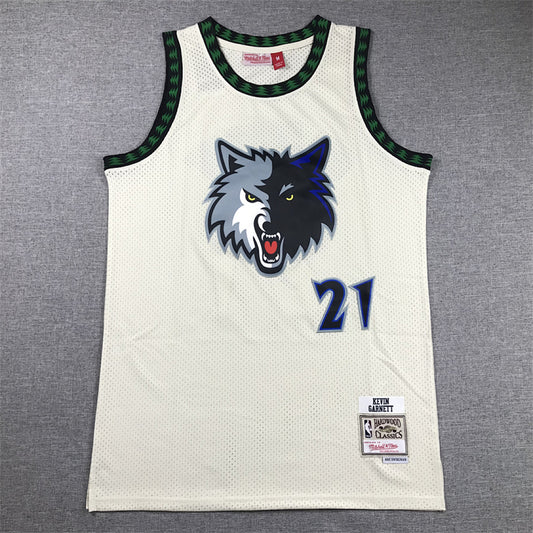 Kevin Garnett #21 Minnesota Timberwolves  Retro Throwback Embroidered Jersey