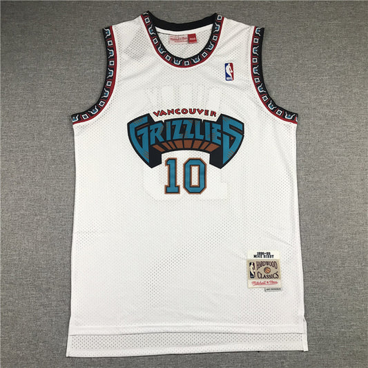 Mike Bibby# 10 Memphis Grizzlies 1998-99 White Throwback Embroidered Jersey