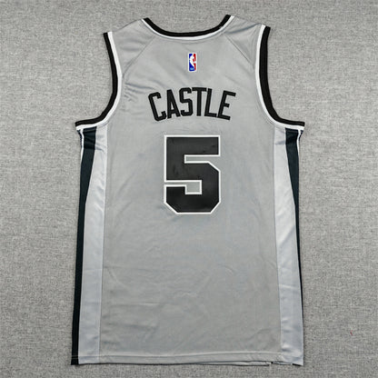 Stephon Castle #5 San Antonio Spurs Grey City Edition Swingman Embroidered Jersey