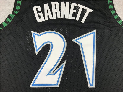 Kevin Garnett #21 Minnesota Timberwolves 1997-98 Black Throwback Embroidered Jersey