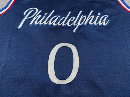 Tyrese Maxey #0 Philadelphia 76ers 2026 Navy Blue City Edition Swingman Embroidered Jersey