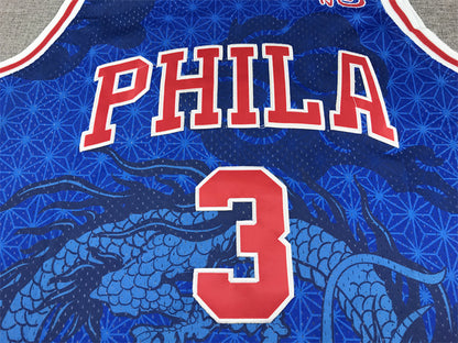 Allen Iverson #3 Philadelphia 76ers 1996-97(Year of the Dragon Limited Edition) Throwback  Embroidered Jersey