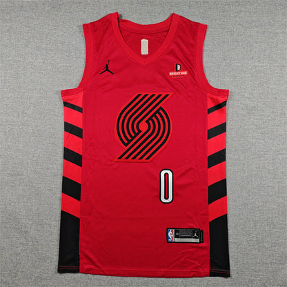 Damian  Lillard #0 Portland Trail Blazers Red  City Edition Swingman Embroidered Jersey