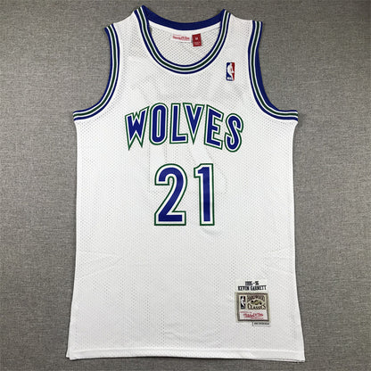 Kevin Garnett #21 Minnesota Timberwolves  1995-96 Throwback Embroidered Jersey