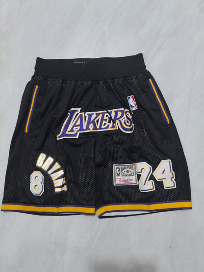 Los Angeles Lakers Black Retro Pocket Shorts #24