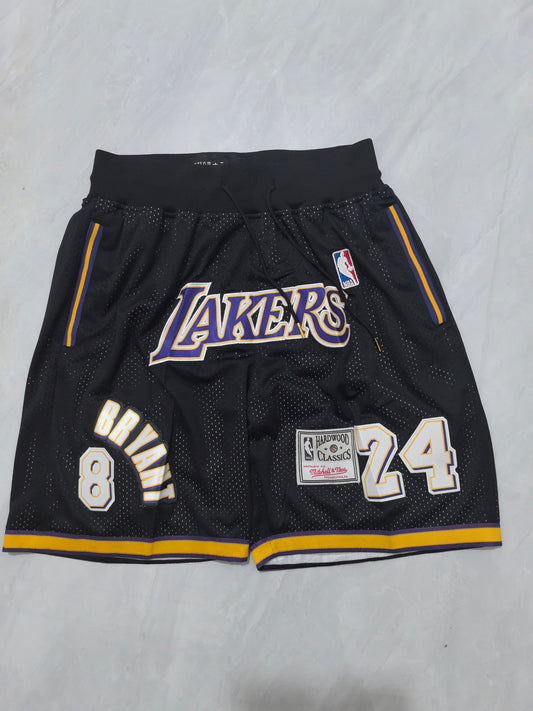 Los Angeles Lakers Black Retro Pocket Shorts #24