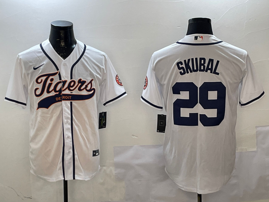Men's Detroit Tigers Tarik Skubal #29 White Player Jersey