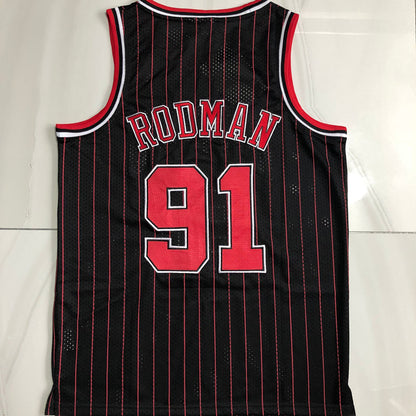 Chicago Bulls Dennis Rodman 91 Black Thorwback Jersey