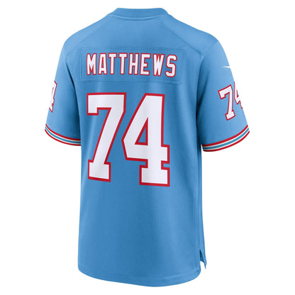 Bruce Matthews Tennessee Titans Nike Oilers Throwback Retired   Game Jersey - Light Blue