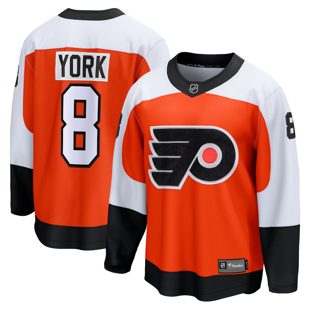 Men's Philadelphia Flyers Cam York #8 Orange Home Breakaway Jersey