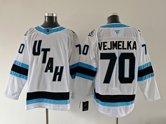 Men's Utah Mammoth Karel Vejmelka #70 White Player Game Jersey