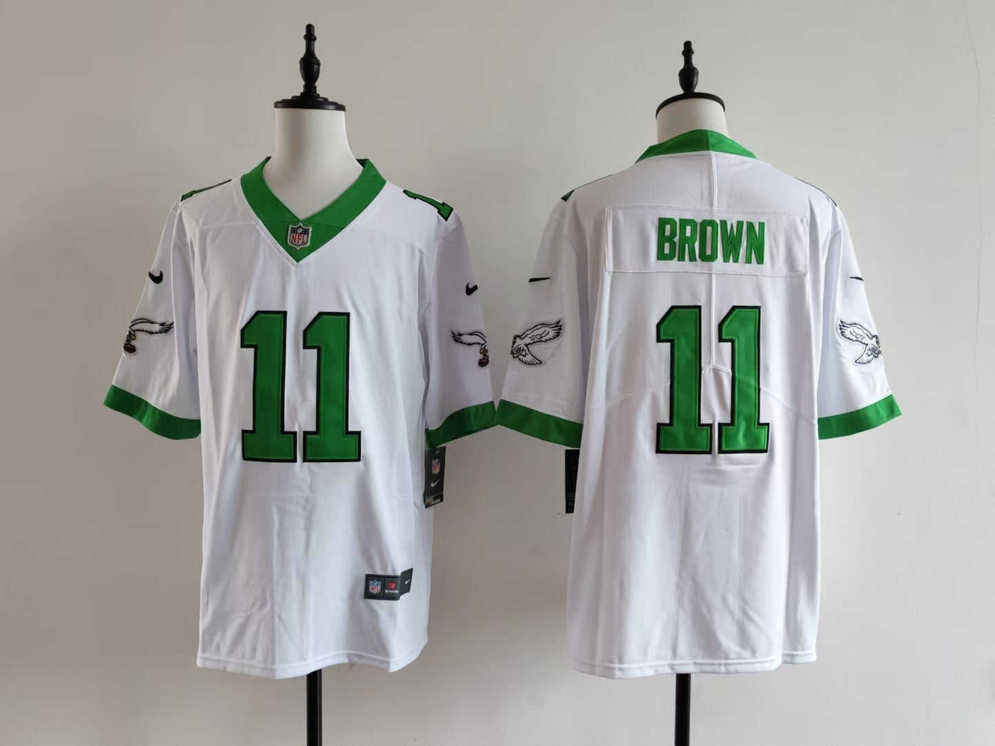 Men's Philadelphia Eagles A.J. Brown Nike Jersey-White with green printing