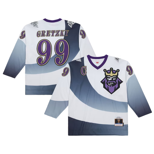 Men's Los Angeles Kings Wayne Gretzky #99 Mitchell & Ness Gray White Big & Tall 1995-96 Blue Line 2.0 Jersey