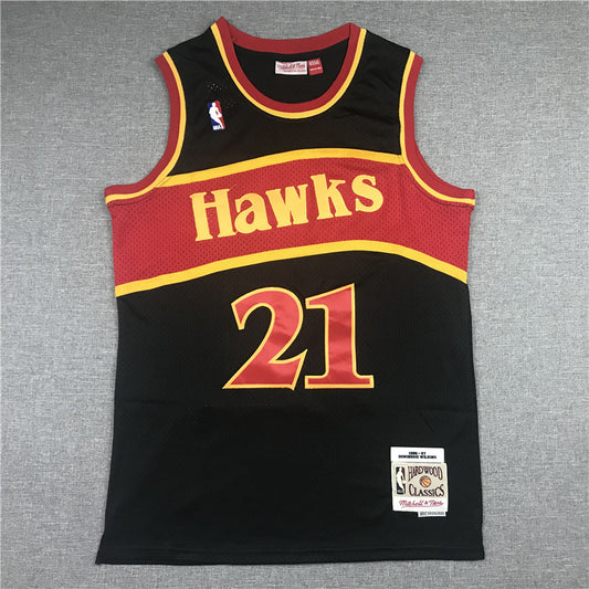 Atlanta Hawks Dominique Wilkins 1986-87 #21 Throwback - Embroidered Jersey