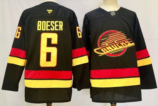 Men's Vancouver Canucks Brock Boeser #6 Black Alternate Premium Jersey