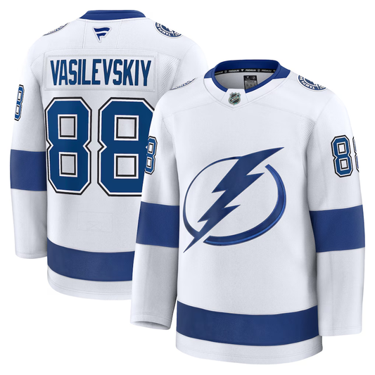 Men's Tampa Bay Lightning Andrei Vasilevskiy #88 White Away Premium Jersey
