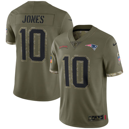 Mac Jones New England Patriots Nike Salute To Service Limited Jersey - Olive