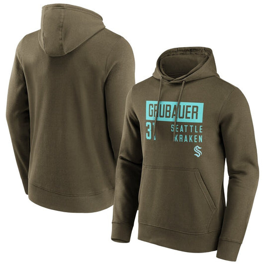 Men's Seattle Kraken Branded Fashion Name & Number Hoodie - Philipp Grubauer 31