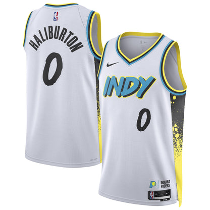 Unisex Indiana Pacers Tyrese Haliburton White 2024/25 Swingman Jersey - City Edition