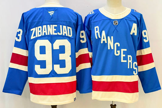 Men's New York Rangers Mika Zibanejad #93 Fanatics Blue Centennial Premium Jersey